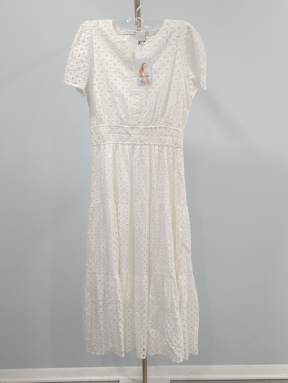 White Eyelet Midi Dress
